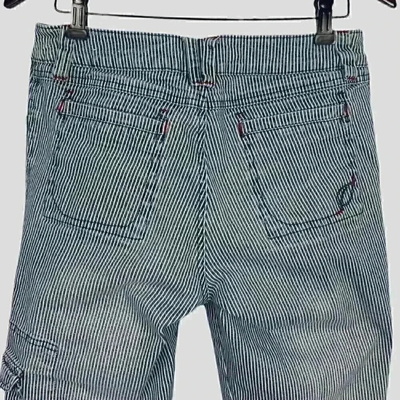 COTTON‎ GINNY ladies jean capri size 9 - blue and white striped - Picture 4 of 13